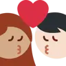 Kiss: Woman, Man, Medium Skin Tone, Light Skin Tone Emoji 👩🏽‍❤️‍💋‍👨🏻 image - Twitter / X (Twemoji) style