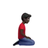 Man Kneeling Facing Right: Dark Skin Tone Emoji 🧎🏿‍♂️‍➡️ image - Apple style
