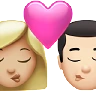 Kiss: Woman, Man, Medium-Light Skin Tone, Light Skin Tone Emoji 👩🏼‍❤️‍💋‍👨🏻 image - Apple style