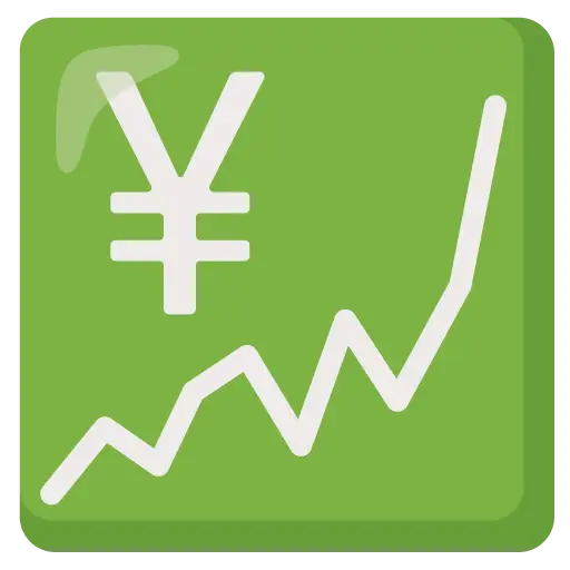 Courbe ascendante et symbole yen
