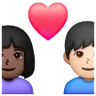 Couple With Heart: Woman, Man, Dark Skin Tone, Light Skin Tone Emoji 👩🏿‍❤️‍👨🏻 image - Samsung style