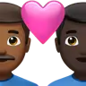Couple With Heart: Man, Man, Medium-Dark Skin Tone, Dark Skin Tone Emoji 👨🏾‍❤️‍👨🏿 image - Apple style