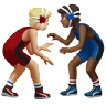 Men Wrestling: Medium-Light Skin Tone, Medium-Dark Skin Tone Emoji 👨🏼‍🫯‍👨🏾 image - Apple style