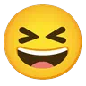 Emoji Mosolygó arc nyitott szájjal és szorosan csukott szemmel 😆 image - Google Noto Color Animated style