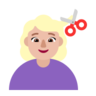 Woman Getting Haircut: Medium-Light Skin Tone Emoji 💇🏼‍♀️ image - Microsoft Classic 2D style