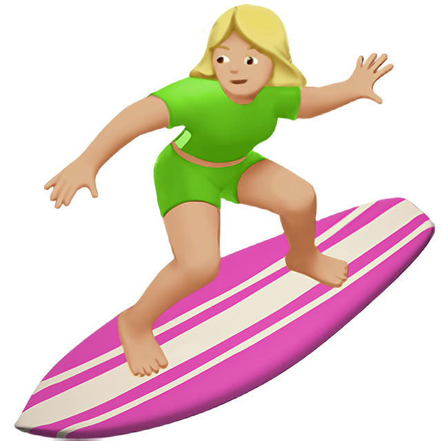 Woman Surfing: Medium-Light Skin Tone