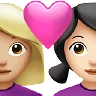Couple With Heart: Woman, Woman, Medium-Light Skin Tone, Light Skin Tone Emoji 👩🏼‍❤️‍👩🏻 image - Apple style