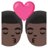 Kiss: Man, Man, Light Skin Tone, Dark Skin Tone Emoji 👨🏻‍❤️‍💋‍👨🏿 image - Google Noto Color style