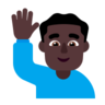 Man Raising Hand: Dark Skin Tone Emoji 🙋🏿‍♂️ image - Microsoft Classic 2D style