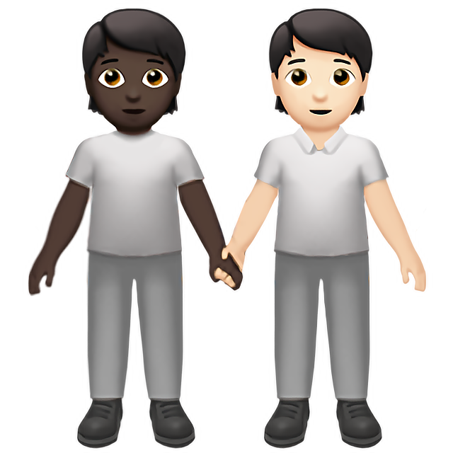 People Holding Hands: Dark Skin Tone, Light Skin Tone