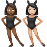 Women With Bunny Ears: Medium-Dark Skin Tone, Light Skin Tone Emoji 👩🏾‍🐰‍👩🏻 image - Apple style