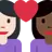 Couple With Heart: Woman, Woman, Light Skin Tone, Dark Skin Tone