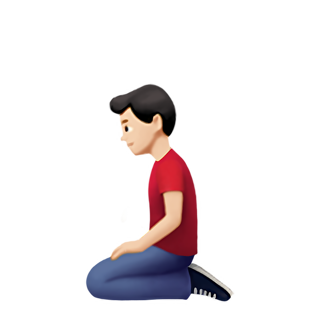 Man Kneeling: Light Skin Tone