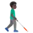 Man With White Cane Facing Right: Dark Skin Tone