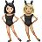 Women With Bunny Ears: Light Skin Tone, Medium-Light Skin Tone
