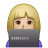 Woman Technologist: Medium-Light Skin Tone Emoji 👩🏼‍💻 image - Samsung style