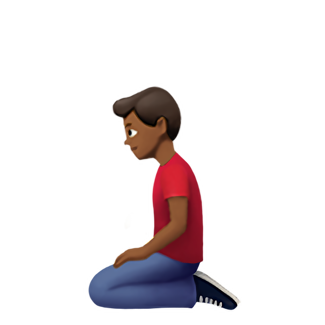 Man Kneeling: Medium-Dark Skin Tone