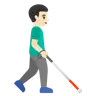 Man With White Cane Facing Right: Light Skin Tone Emoji 👨🏻‍🦯‍➡️ image - Google Noto Color style