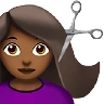 Woman Getting Haircut: Medium-Dark Skin Tone Emoji 💇🏾‍♀️ image - Apple style