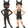 People With Bunny Ears: Dark Skin Tone, Light Skin Tone Emoji 🧑🏿‍🐰‍🧑🏻 image - Apple style
