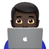 Man Technologist: Dark Skin Tone Emoji 👨🏿‍💻 image - Apple style