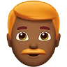 Man: Medium-Dark Skin Tone, Red Hair Emoji 👨🏾‍🦰 image - Apple style