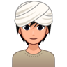 Person Wearing Turban: Medium-Light Skin Tone Emoji 👳🏼 image - Emojidex style