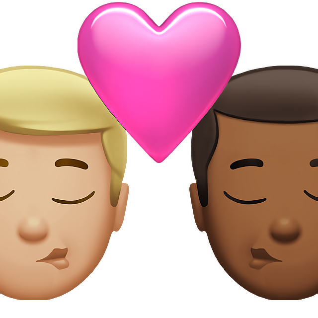 Kiss: Man, Man, Medium-Light Skin Tone, Medium-Dark Skin Tone