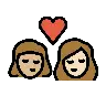 Kiss: Woman, Woman, Medium-Light Skin Tone, Light Skin Tone Emoji 👩🏼‍❤️‍💋‍👩🏻 image - OpenMoji style