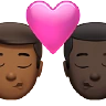 Kiss: Man, Man, Medium-Dark Skin Tone, Dark Skin Tone Emoji 👨🏾‍❤️‍💋‍👨🏿 image - Apple style