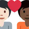Couple With Heart: Person, Person, Light Skin Tone, Dark Skin Tone Emoji 🧑🏻‍❤️‍🧑🏿 image - Twitter / X (Twemoji) style