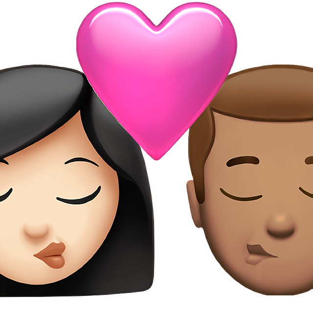 Kiss: Woman, Man, Light Skin Tone, Medium Skin Tone
