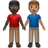 Men Holding Hands: Dark Skin Tone, Medium Skin Tone Emoji 👨🏿‍🤝‍👨🏽 image - Apple style