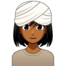 Woman Wearing Turban: Medium-Dark Skin Tone Emoji 👳🏾‍♀️ image - Emojidex style