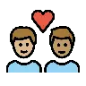 Couple With Heart: Man, Man, Medium-Light Skin Tone, Medium Skin Tone Emoji 👨🏼‍❤️‍👨🏽 image - OpenMoji style