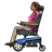 Woman In Motorized Wheelchair: Medium-Dark Skin Tone