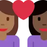 Couple With Heart: Woman, Woman, Medium-Dark Skin Tone, Dark Skin Tone Emoji 👩🏾‍❤️‍👩🏿 image - Twitter / X (Twemoji) style