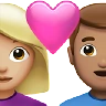 Couple With Heart: Woman, Man, Medium-Light Skin Tone, Medium Skin Tone Emoji 👩🏼‍❤️‍👨🏽 image - Apple style