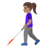 Woman With White Cane: Medium Skin Tone Emoji 👩🏽‍🦯 image - Google Noto Color style