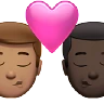 Kiss: Man, Man, Medium Skin Tone, Dark Skin Tone Emoji 👨🏽‍❤️‍💋‍👨🏿 image - Apple style