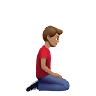 Man Kneeling Facing Right: Medium Skin Tone Emoji 🧎🏽‍♂️‍➡️ image - Apple style