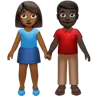 Woman And Man Holding Hands: Medium-Dark Skin Tone, Dark Skin Tone Emoji 👩🏾‍🤝‍👨🏿 image - Apple style