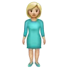 Woman Standing: Medium-Light Skin Tone Emoji 🧍🏼‍♀️ image - WhatsApp style