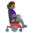 Woman In Motorized Wheelchair Facing Right: Medium-Dark Skin Tone