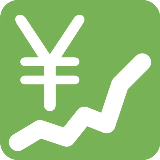 Courbe ascendante et symbole yen