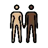 Woman And Man Holding Hands: Medium-Light Skin Tone, Dark Skin Tone Emoji 👩🏼‍🤝‍👨🏿 image - OpenMoji style