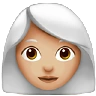 Woman: Medium-Light Skin Tone, White Hair Emoji 👩🏼‍🦳 image - Apple style