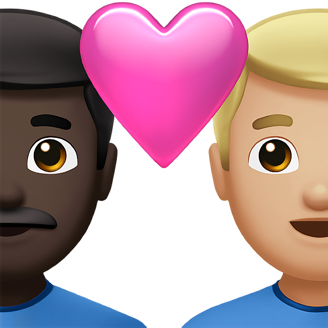 Couple With Heart: Man, Man, Dark Skin Tone, Medium-Light Skin Tone