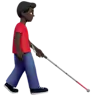 Man With White Cane Facing Right: Dark Skin Tone Emoji 👨🏿‍🦯‍➡️ image - Apple style