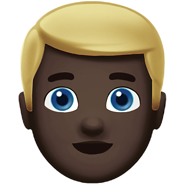 Man: Dark Skin Tone, Blond Hair